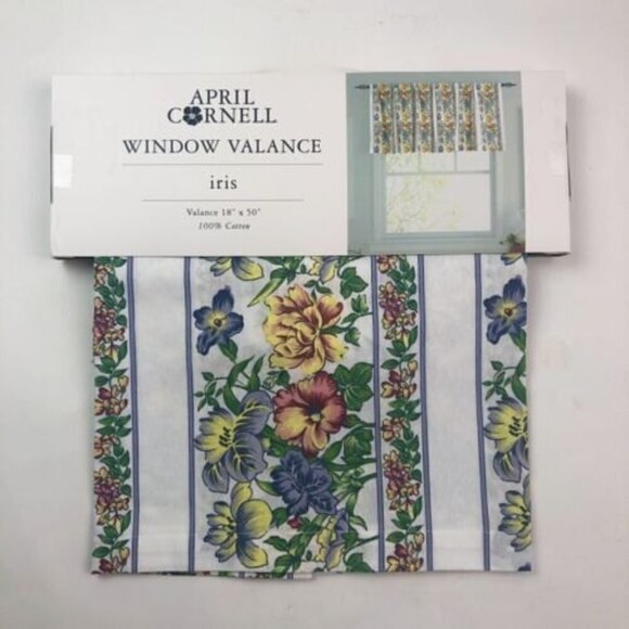April Cornell Iris Floral Window Valance rod pocket 18 x 50 cottage country - Picture 6 of 6